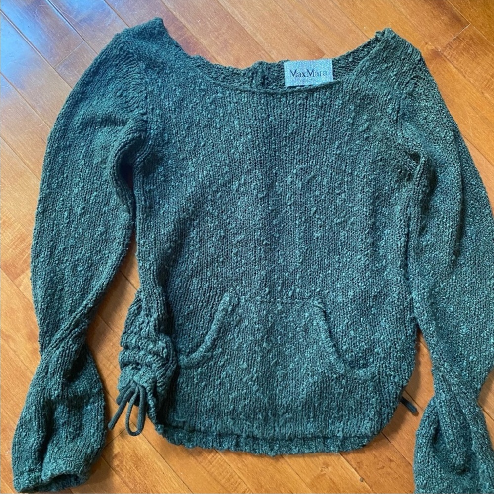MaxMara Forest Green Button-Up Sweater